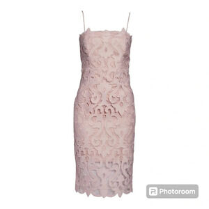 Bardot Lina Lace Sheath Dress in Pink Rose Size 10 / Large Spaghetti Strap